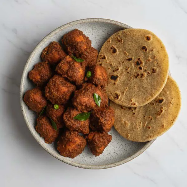 Telangana Chicken Roast With Finger Millet Roti